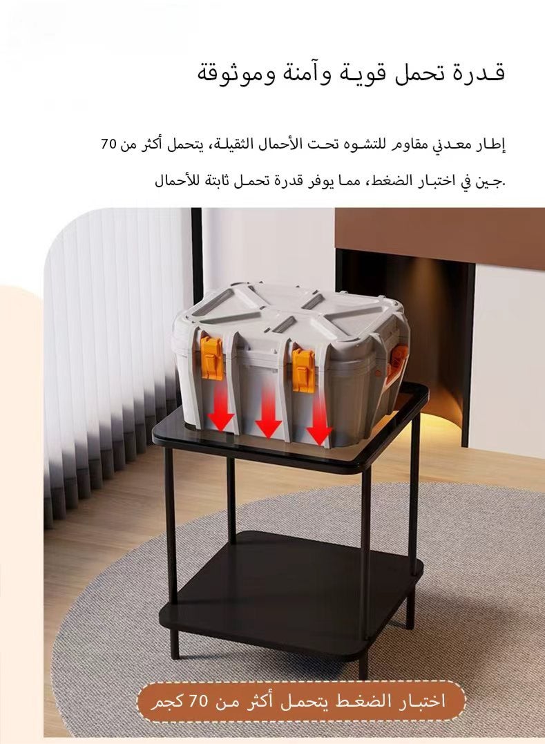 Kawkab Industrial Modern Glass Top Metal Side Table , Slim Narrow End Table with Sturdy Frame Small Space Corner Table for Living Room, Bedroom, Office, Easy Assembly - Image 3